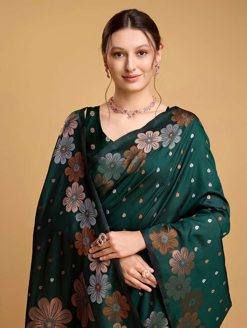 women floral banarasi saree with blouse - 22000083 -  Standard Image - 1