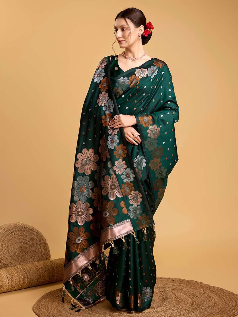 women floral banarasi saree with blouse - 22000083 -  Standard Image - 4