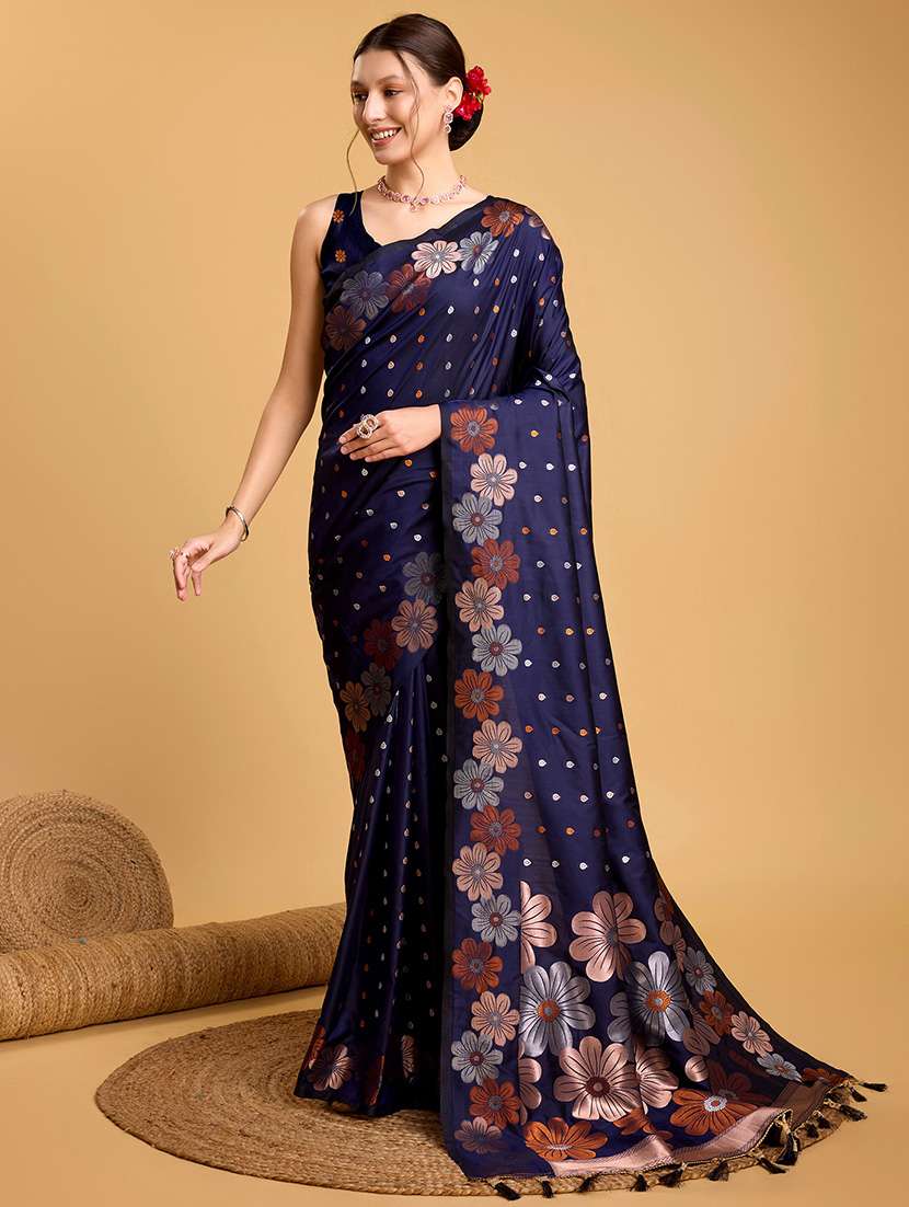 women floral banarasi saree with blouse