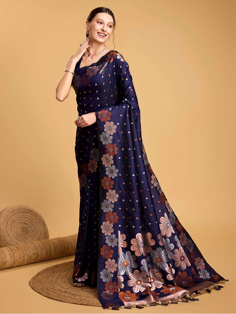 women floral banarasi saree with blouse - 22000085 -  Standard Image - 1