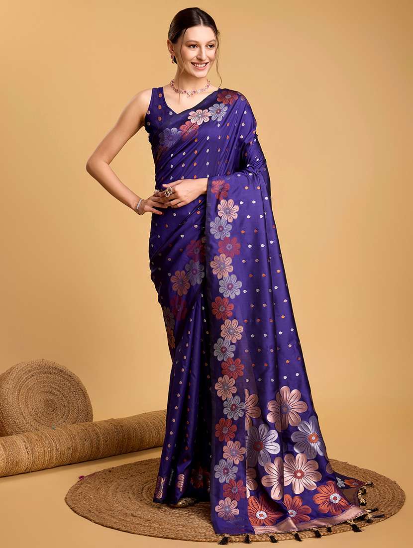 women floral banarasi saree with blouse