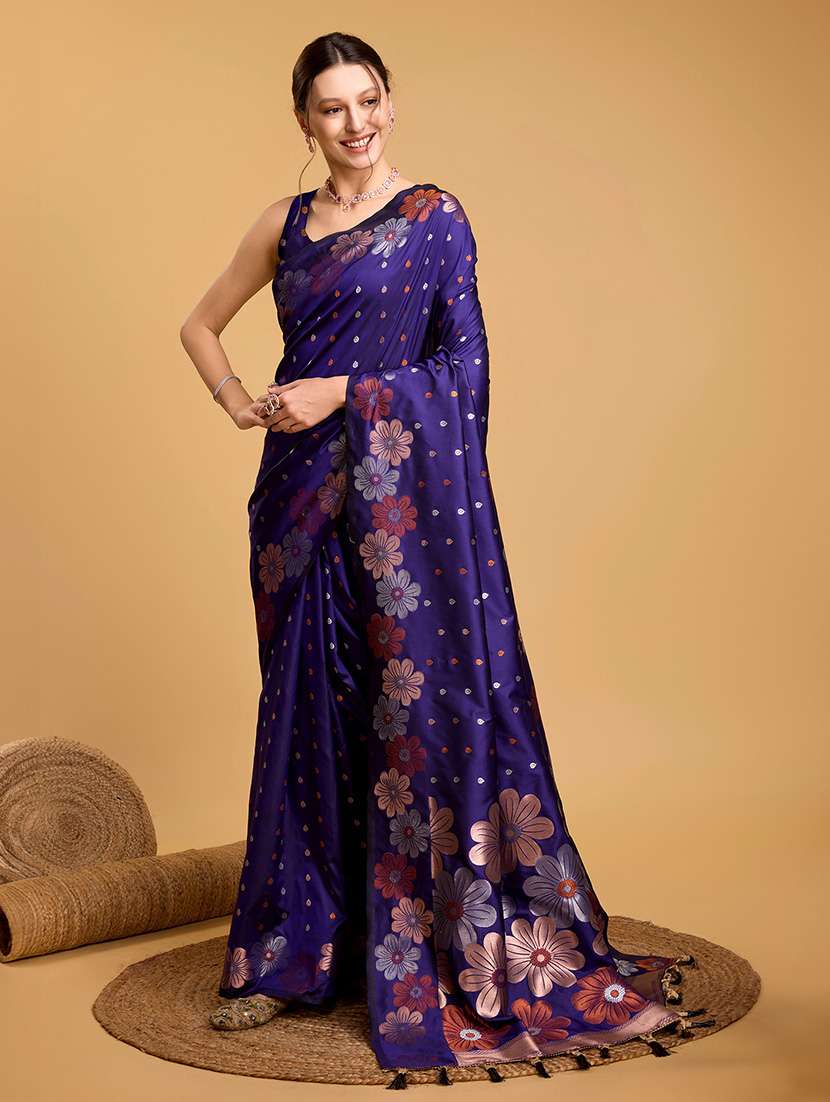 women floral banarasi saree with blouse - 22000086 - Standard Image - 1
