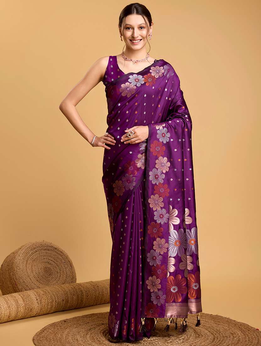 women floral banarasi saree with blouse