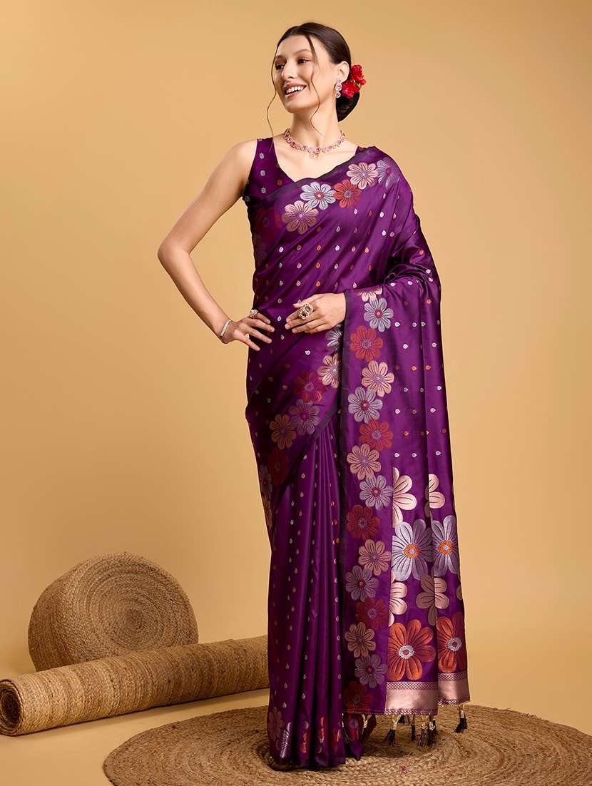women floral banarasi saree with blouse - 22000087 -  Standard Image - 1