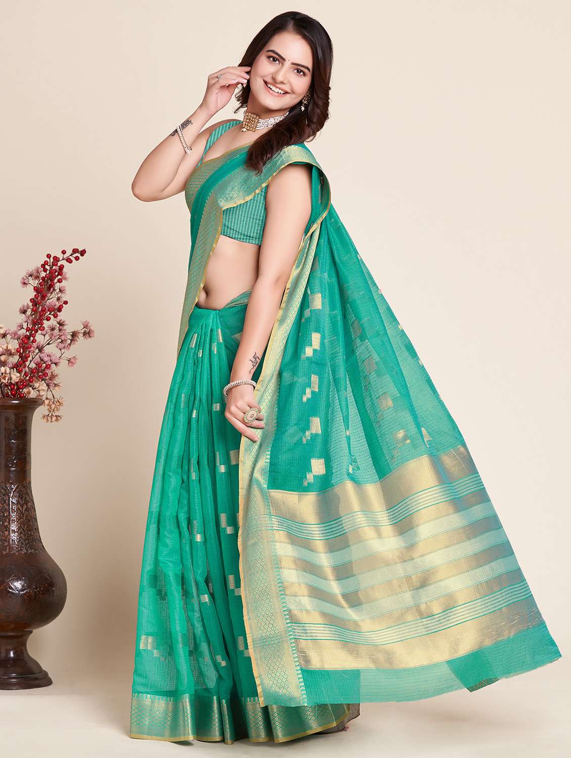 women self design bordered saree with blouse - 22000094 -  Standard Image - 1