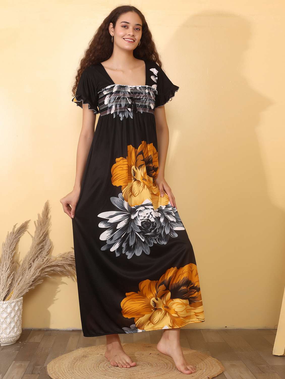 women pack of 2 floral print short sleeve nighty - 22000109 -  Standard Image - 1