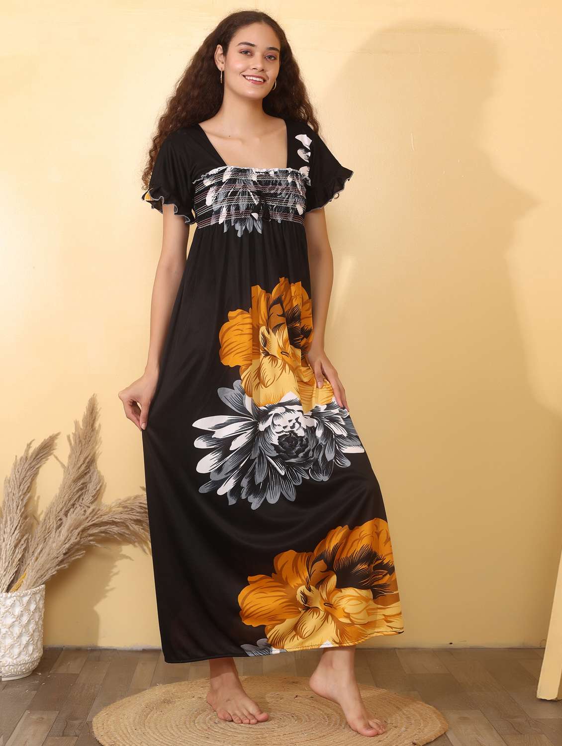 women pack of 2 floral print short sleeve nighty - 22000111 -  Standard Image - 1