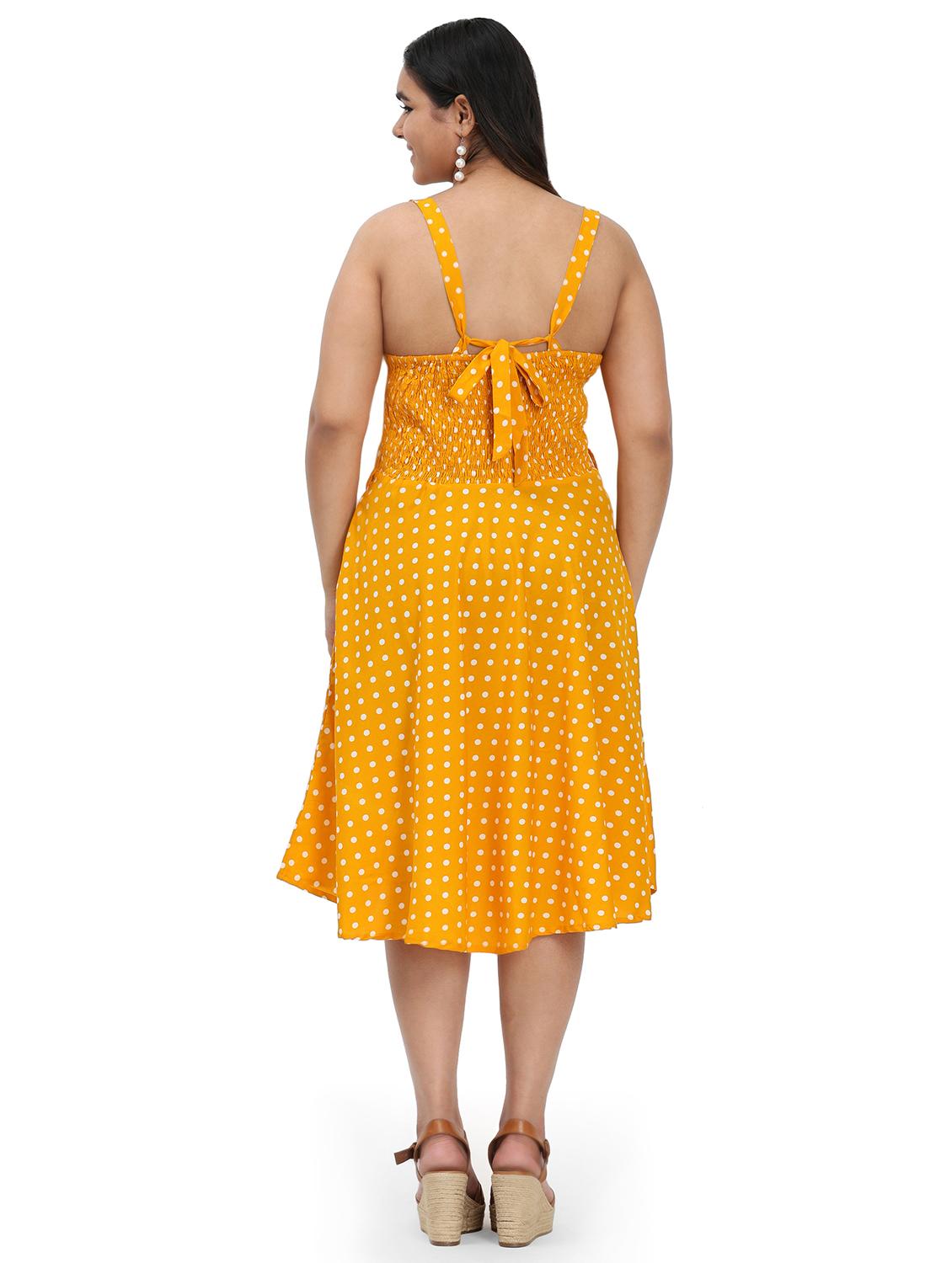 women polka doted shoulder strap fit & flared dress - 22000112 - Standard Image - 4