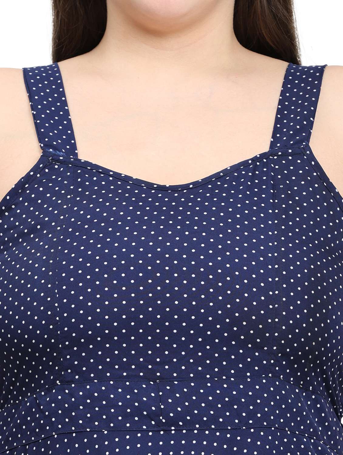 women polka doted shoulder strap fit & flared dress - 22000117 -  Standard Image - 4