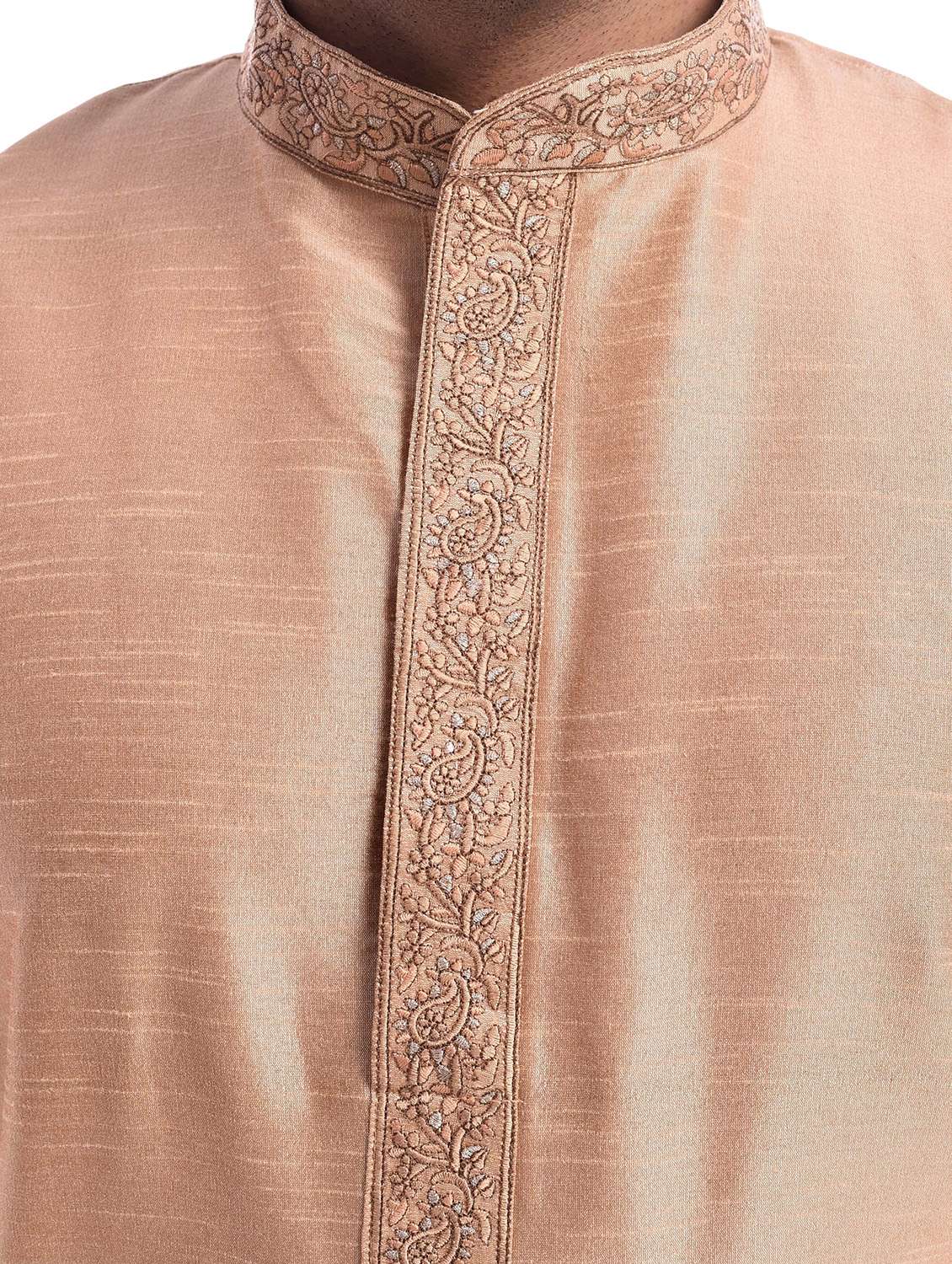 men solid mandarin neck dhoti kurta ethnic wear set - 22000118 - Standard Image - 4
