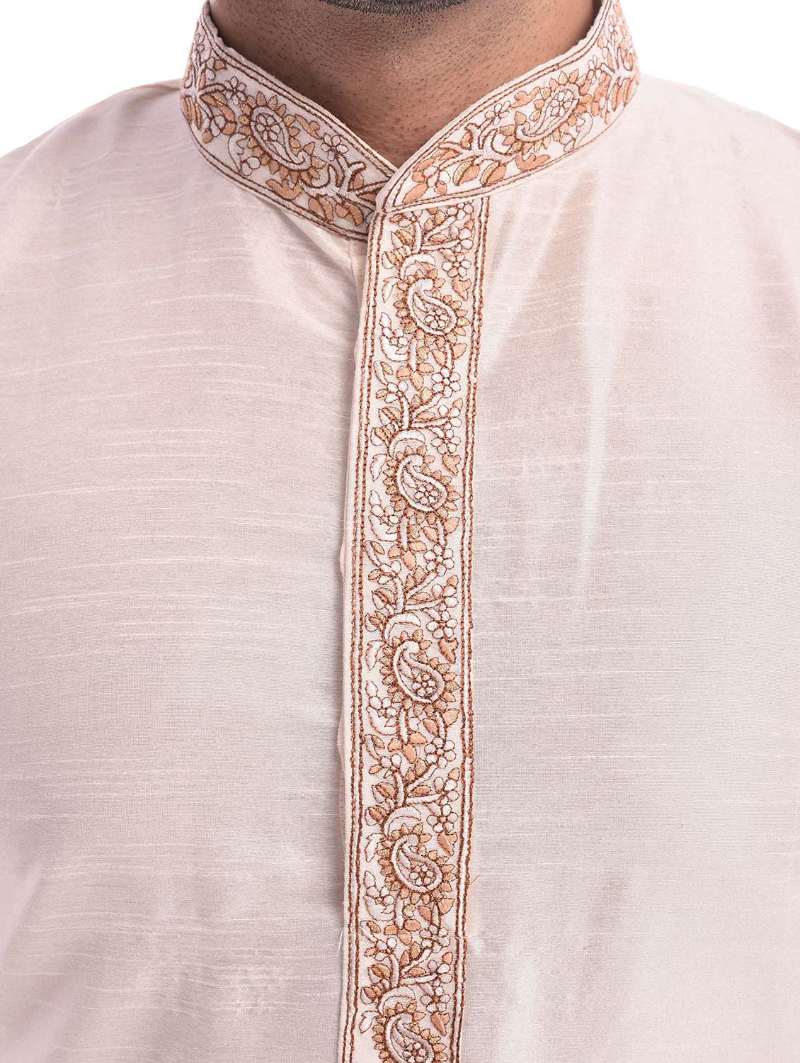 men solid mandarin neck dhoti kurta ethnic wear set - 22000119 - Standard Image - 4