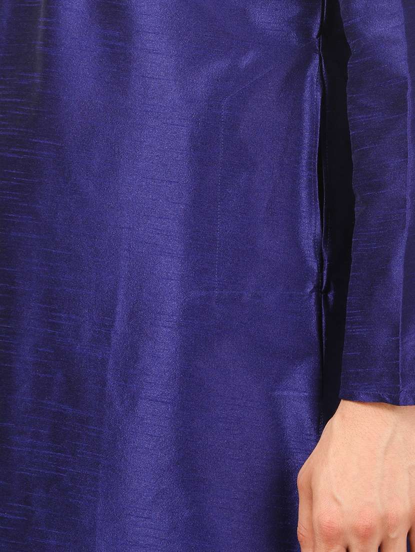men solid mandarin neck dhoti kurta ethnic wear set - 22000141 - Standard Image - 4