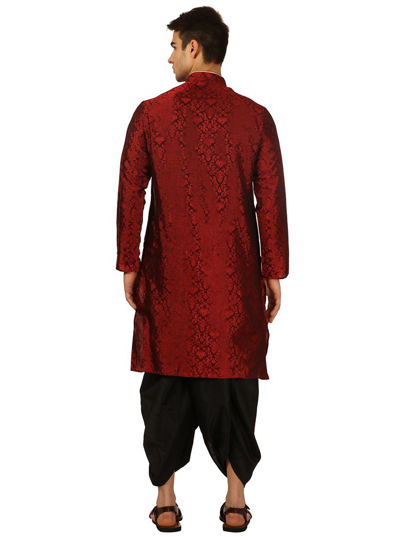 men self design mandarin neck dhoti kurta ethnic wear set - 22000180 -  Standard Image - 1
