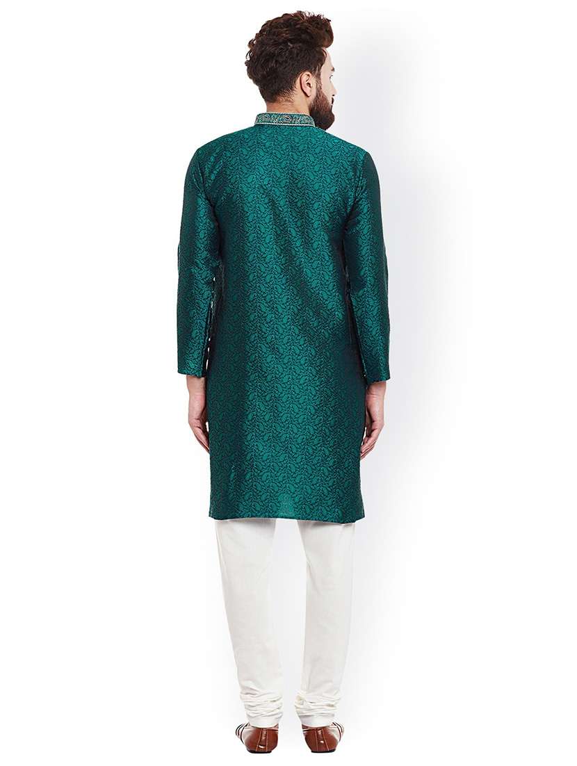 men self design mandarin neck kurta churidar ethnic wear set - 22000359 - Standard Image - 1