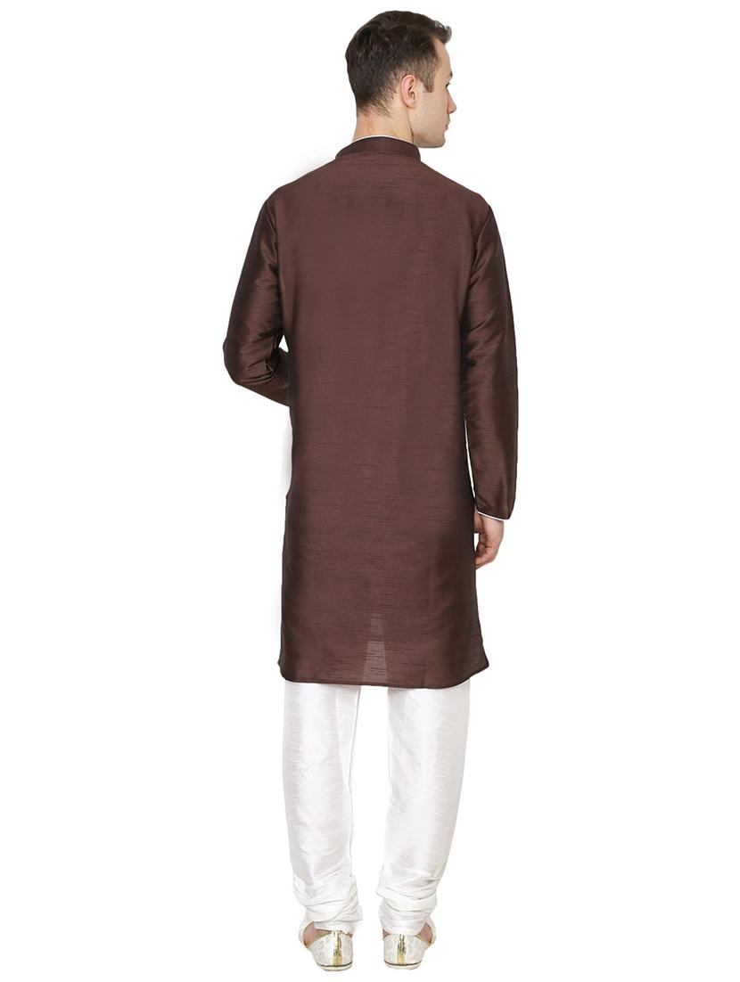 men solid mandarin neck kurta churidar ethnic wear set - 22000405 -  Standard Image - 1