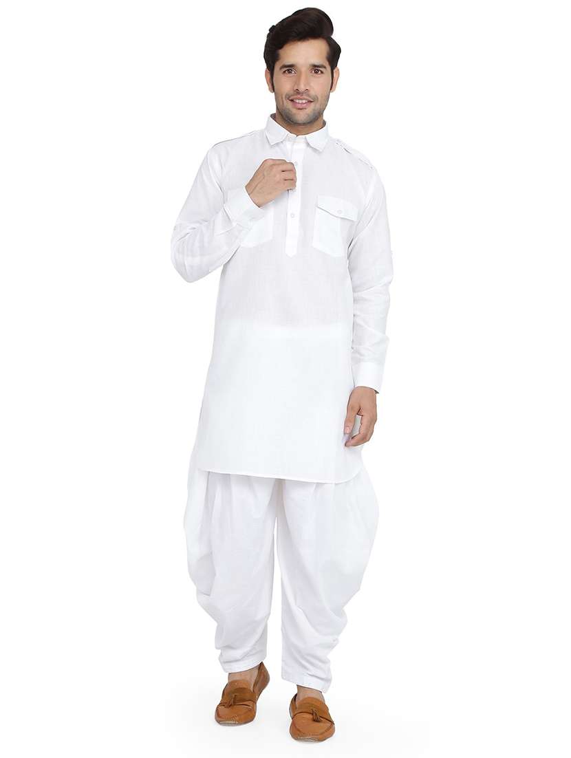 men solid long sleeve pathani ethnic wear set - 22000548 - Standard Image - 1