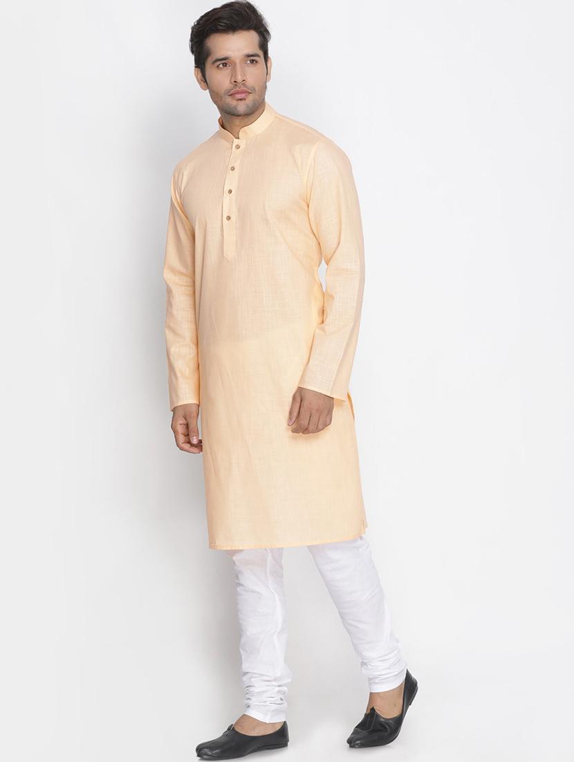 men solid mandarin neck kurta churidar ethnic wear set - 22000574 - Standard Image - 1