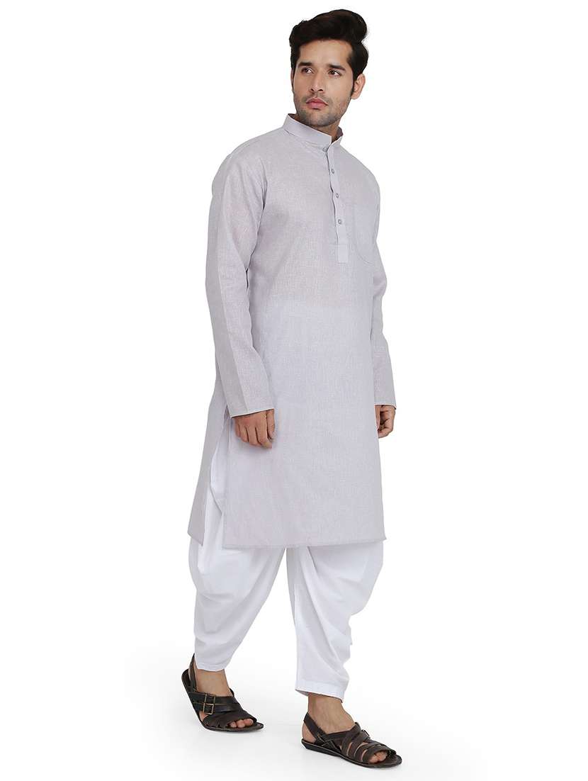 men solid long sleeve kurta and dhoti set - 22000628 - Standard Image - 1