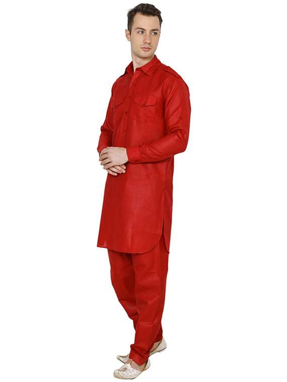 men solid long sleeve pathani ethnic wear set - 22000724 - Standard Image - 1