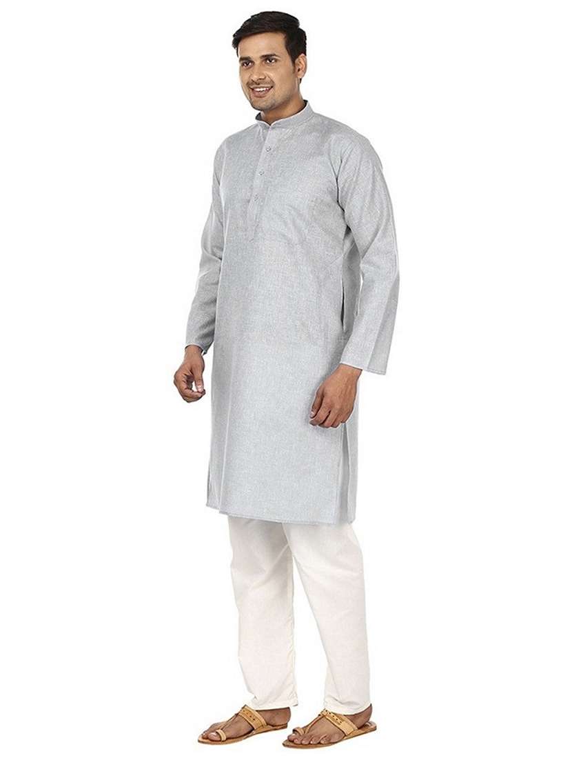 men solid long sleeve kurta and pyjama set - 22000847 - Standard Image - 1