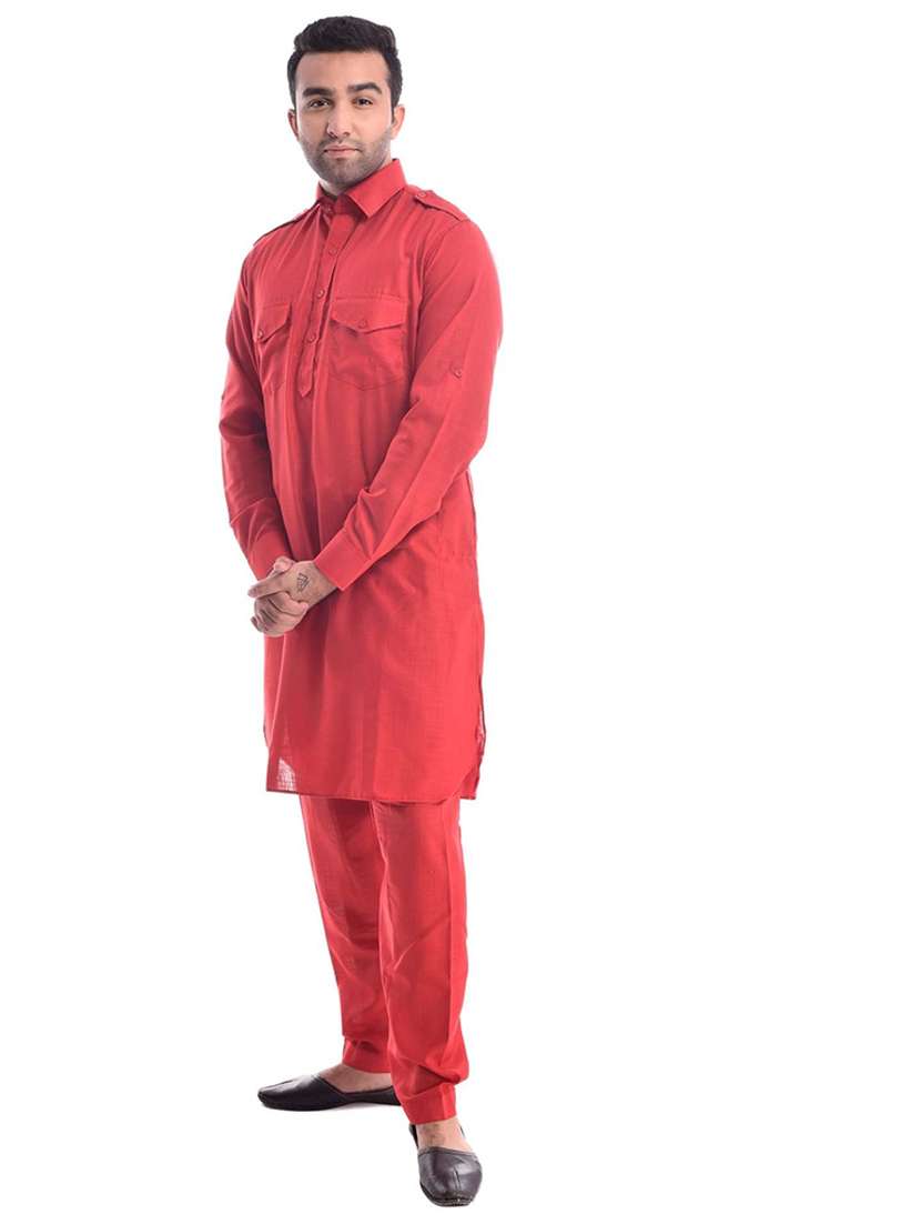 men solid long sleeve pathnai kurta set - 22000970 - Standard Image - 1