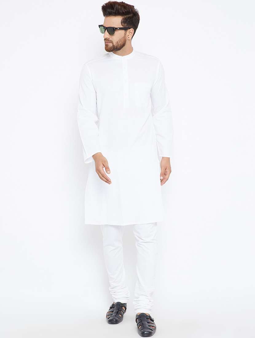 men solid long sleeve kurta and pyjama set - 22001013 -  Standard Image - 1