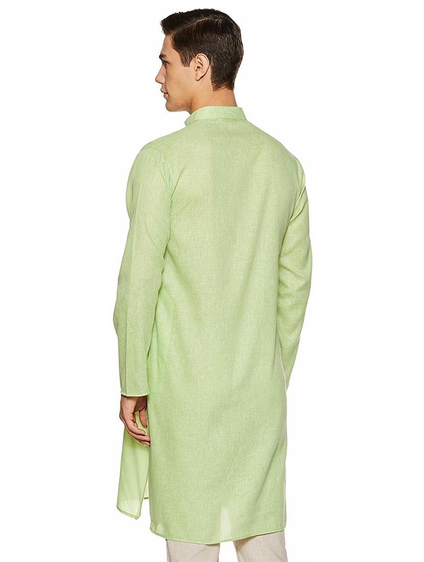 men solid mandarin neck long sleeve kurta - 22001029 - Standard Image - 1
