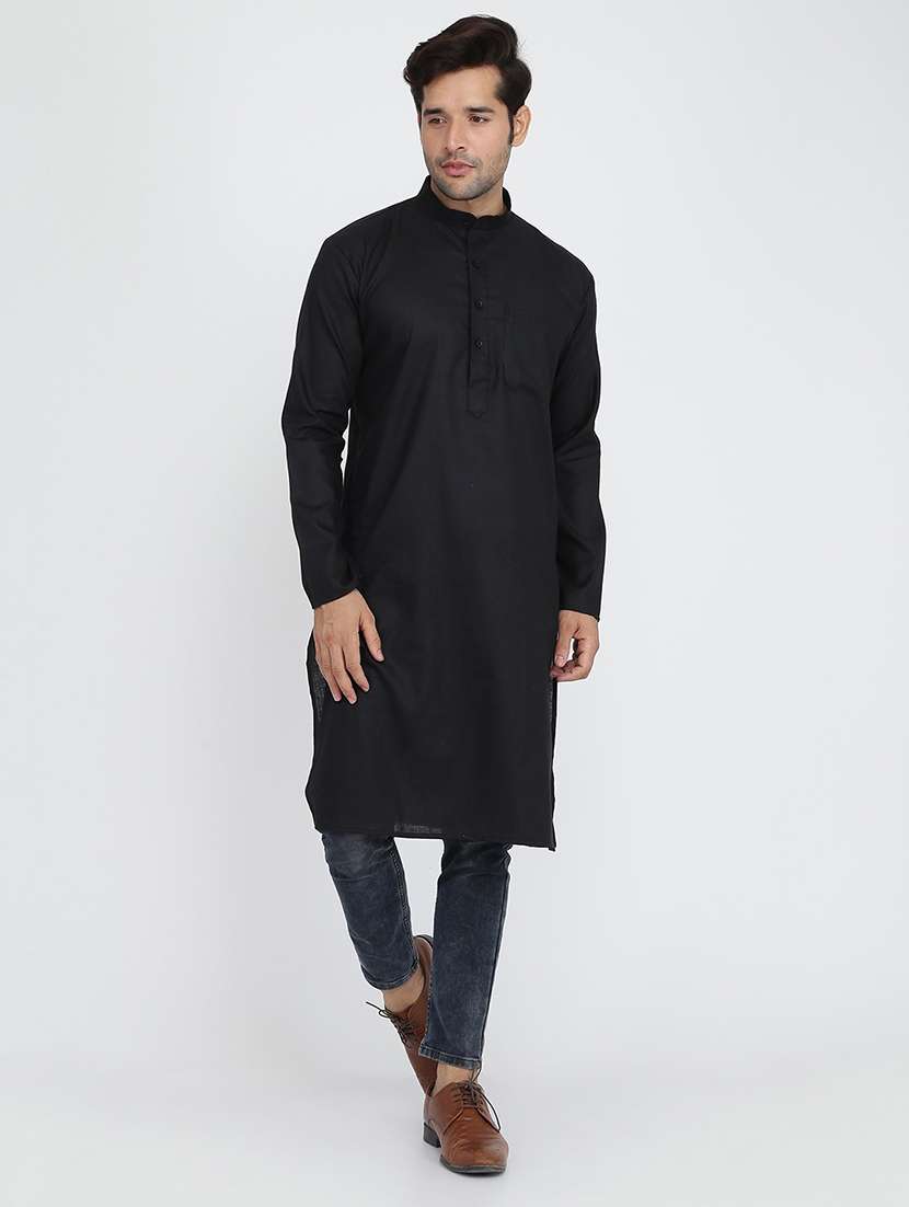 men solid mandarin collar long sleeve kurta  - 22001138 -  Standard Image - 1