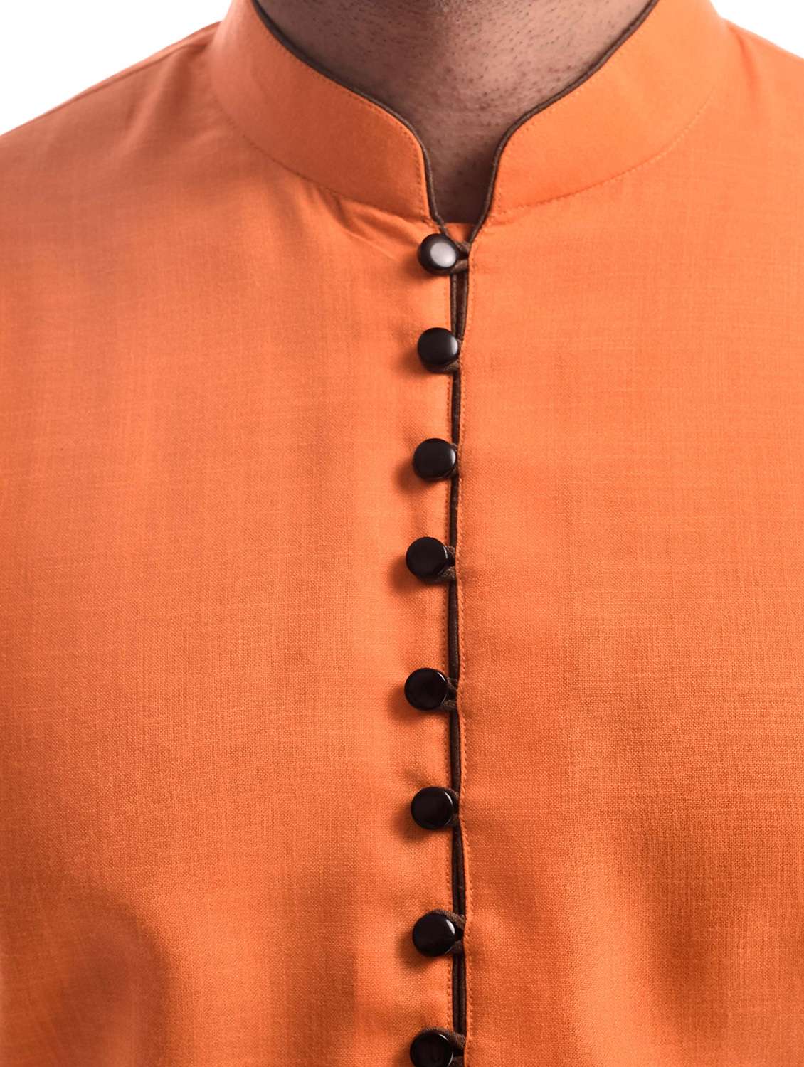 men solid mandarin collar long sleeve kurta - 22001229 - Standard Image - 4