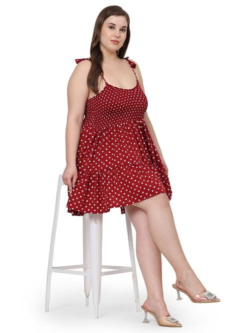 women polka doted shoulder strap tiered dress - 22001254 - Standard Image - 0