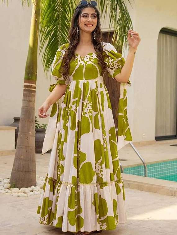 women floral print puff sleeve tiered maxi dress