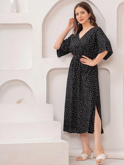 women polka doted flared dress a-line dress - 22001271 -  Standard Image - 0
