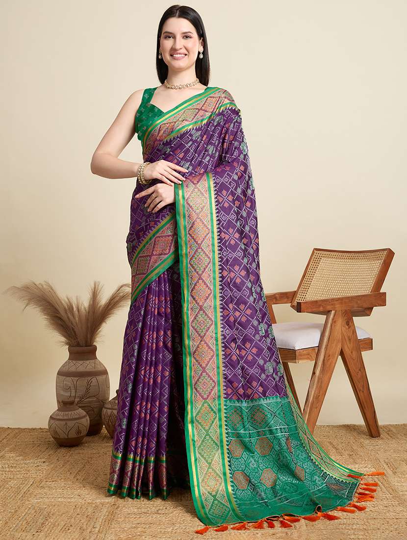 women self design patola saree with blouse