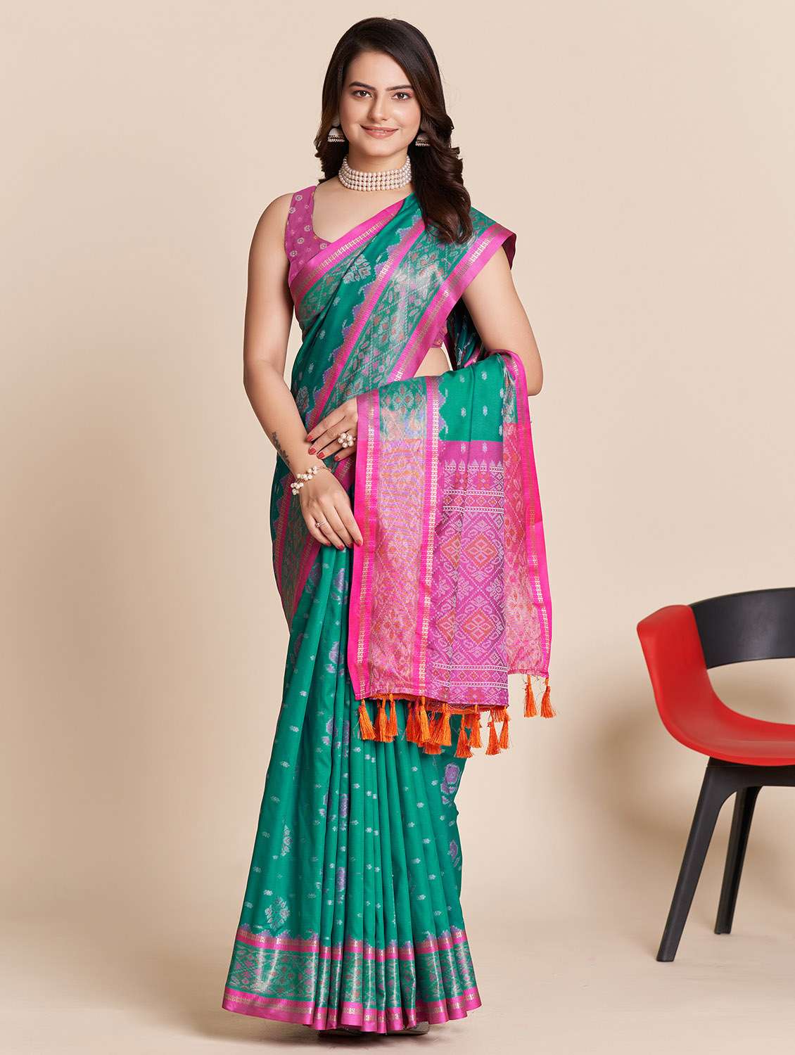 women self design patola saree with blouse - 22001330 -  Standard Image - 1