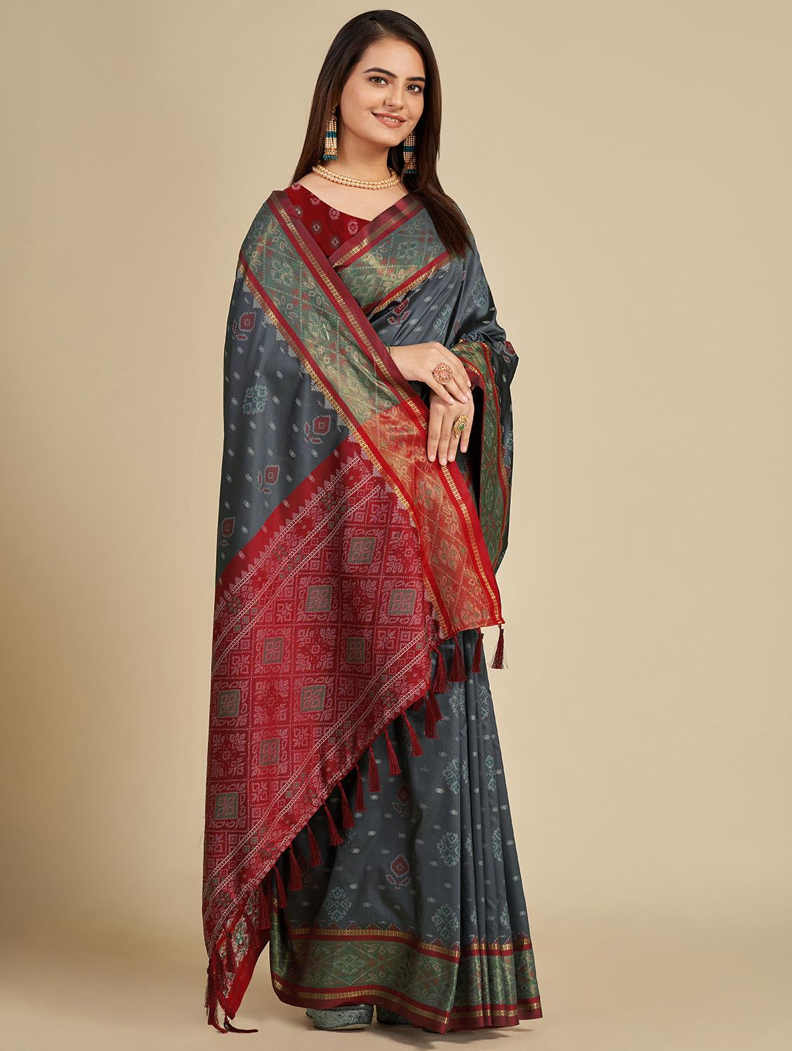 women self design patola saree with blouse - 22001332 - Standard Image - 1