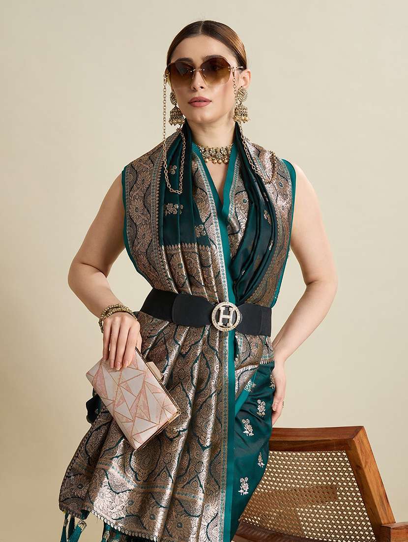 women self design banarasi saree with blouse - 22001349 -  Standard Image - 4