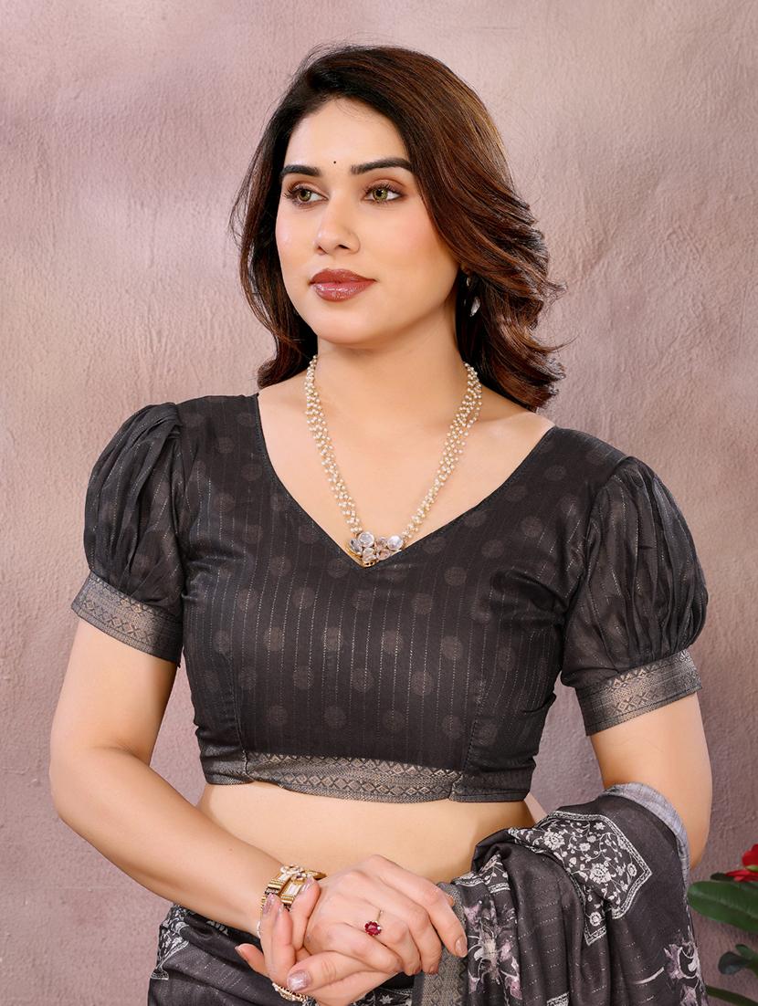 women printed bordered saree with blouse - 22001374 - Standard Image - 4
