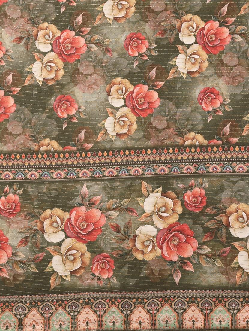 women floral printed bordered saree with blouse - 22001375 - Standard Image - 6