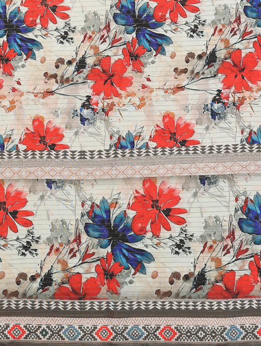 women floral printed bordered saree with blouse - 22001376 - Standard Image - 6