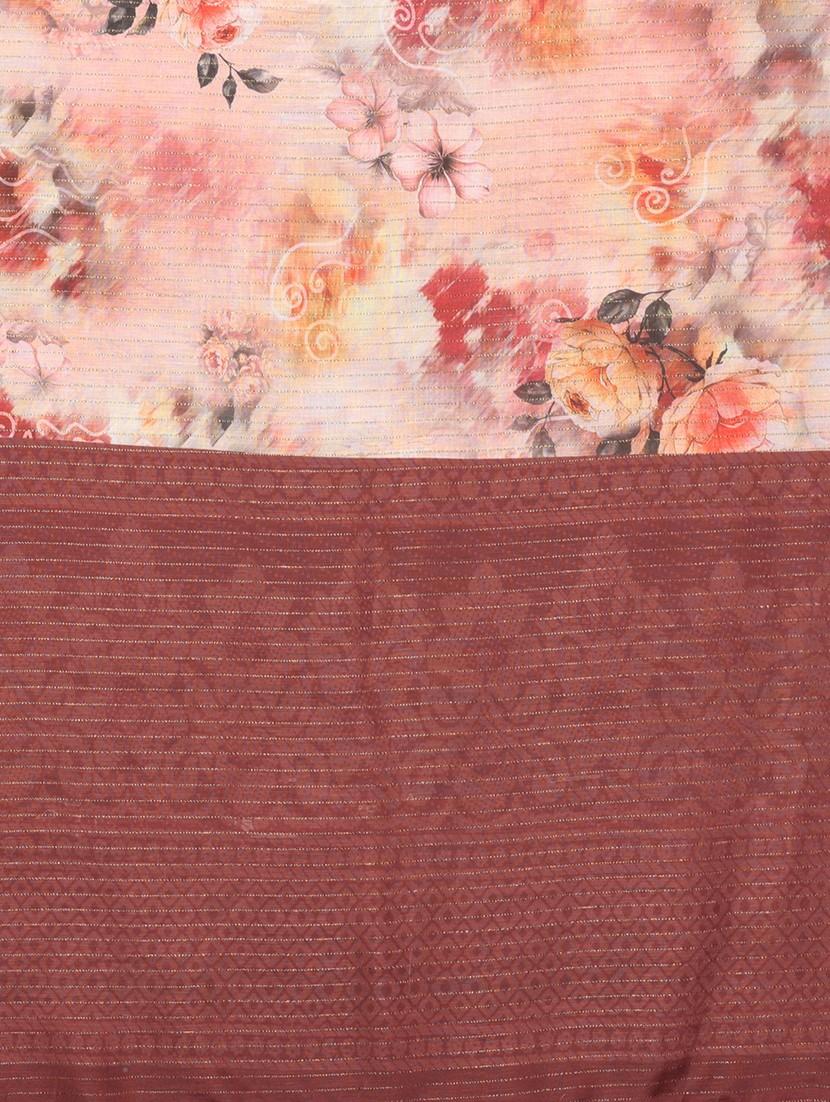 women floral printed bordered saree with blouse - 22001378 - Standard Image - 6