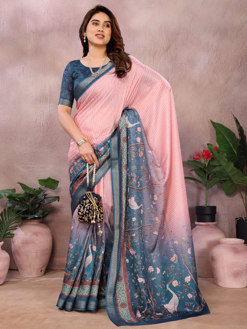 women printed bordered saree with blouse - 22001380 - Standard Image - 1