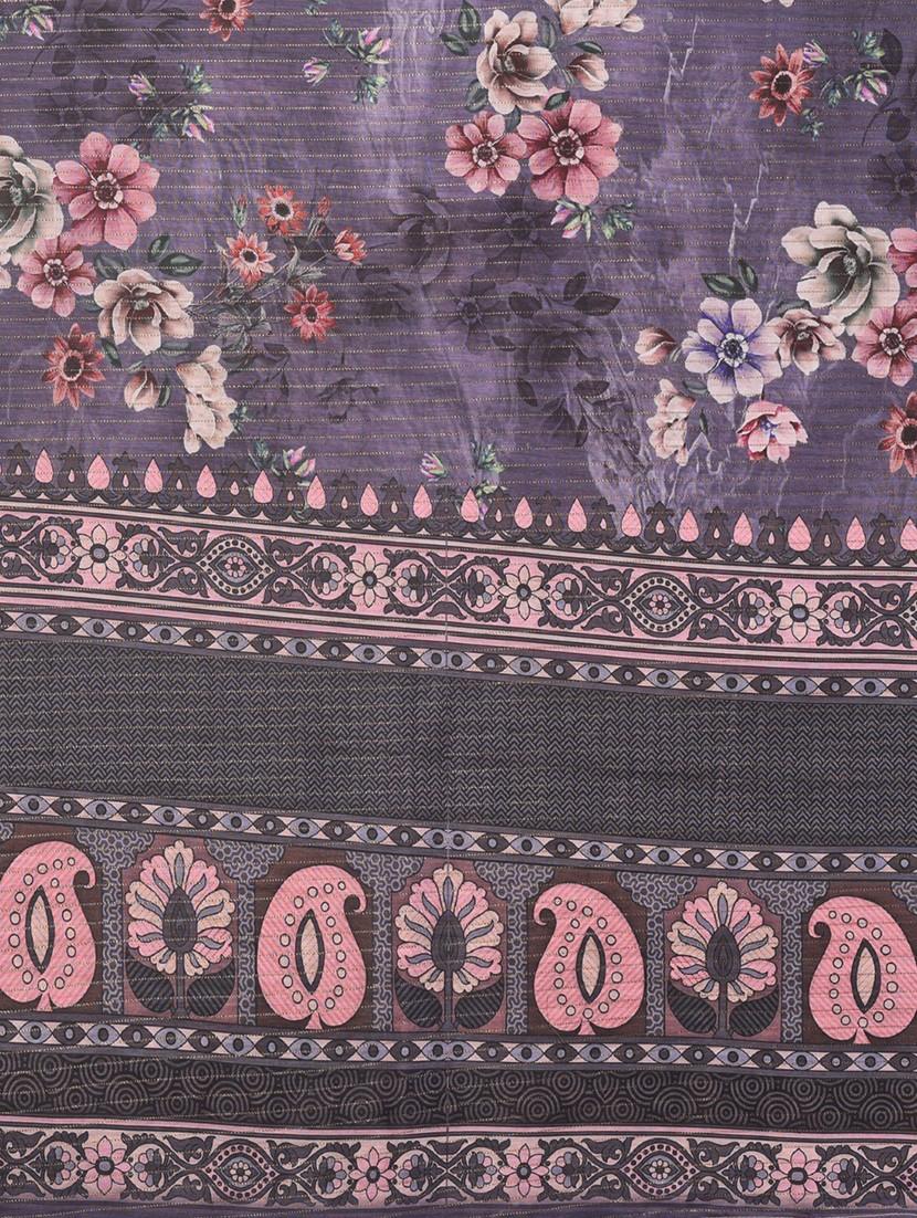 women floral printed bordered saree with blouse - 22001383 - Standard Image - 6