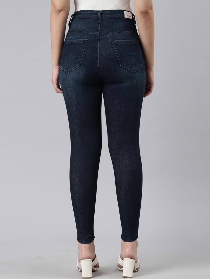 women slash knee high rise skinny jean - 22001385 - Standard Image - 4