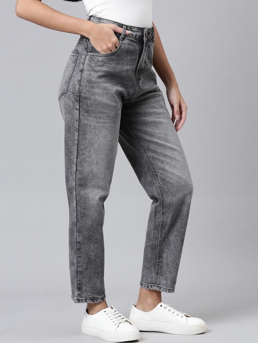 women washed high rise straight fit jean - 22001386 - Standard Image - 6