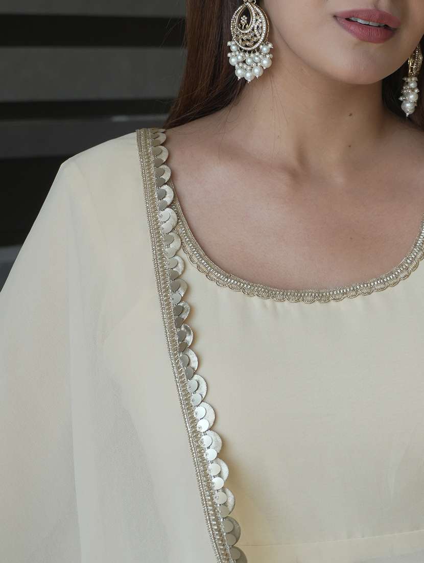 women solid long sleeve anarkali kurta pant with dupatta set - 22001600 - Standard Image - 4