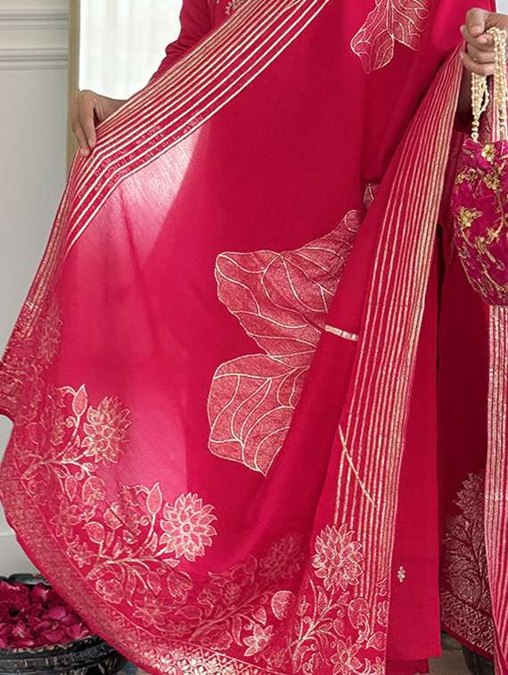 women embroidered three quarter sleeve kurta pant with dupatta set - 22001605 -  Standard Image - 1