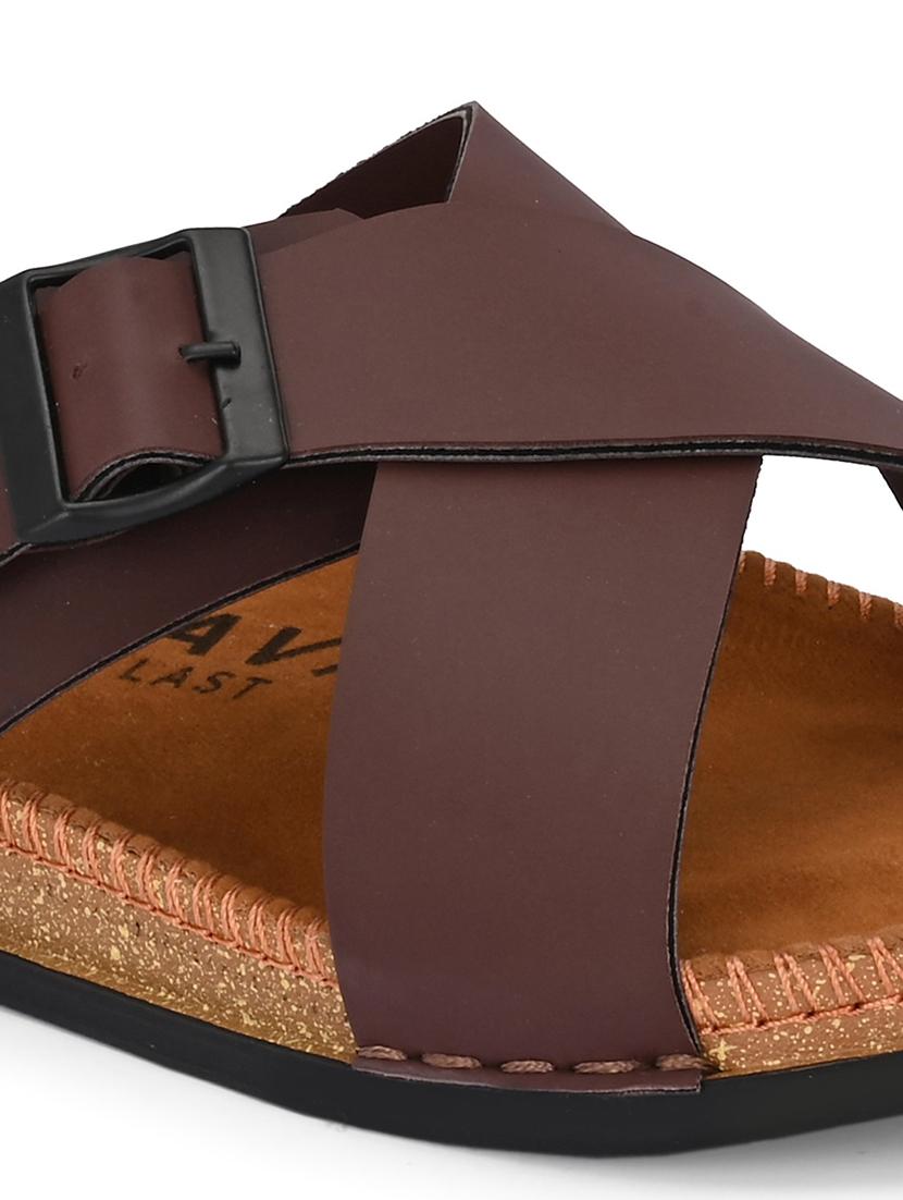 men brown slip on sandal - 22001740 - Standard Image - 4