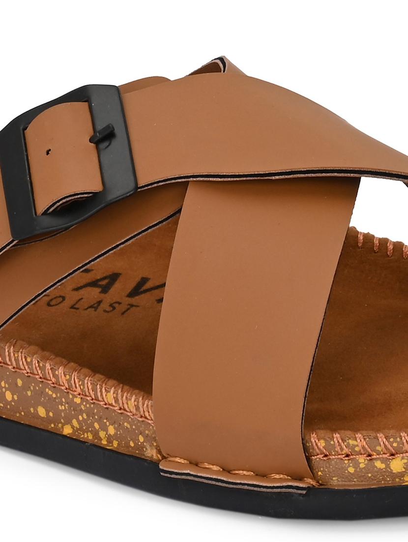 men tan slip on sandal - 22001741 - Standard Image - 4