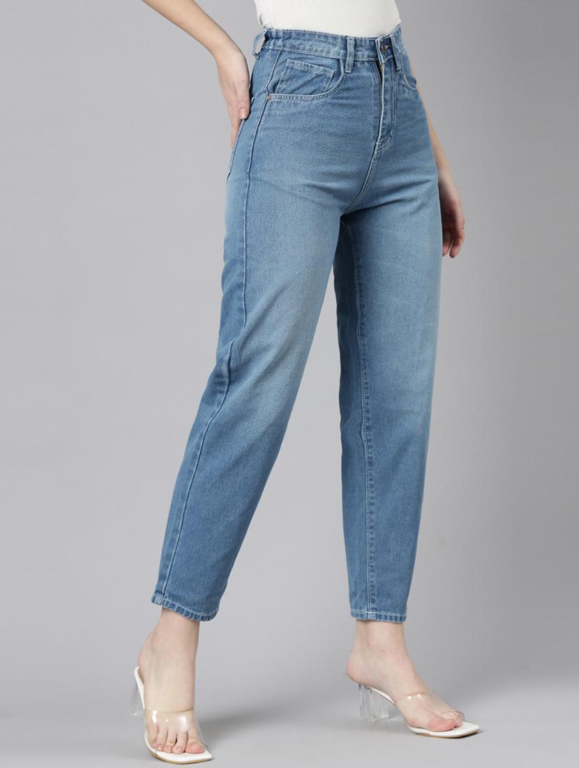 women washed high rise mom fit jean - 22001877 - Standard Image - 1