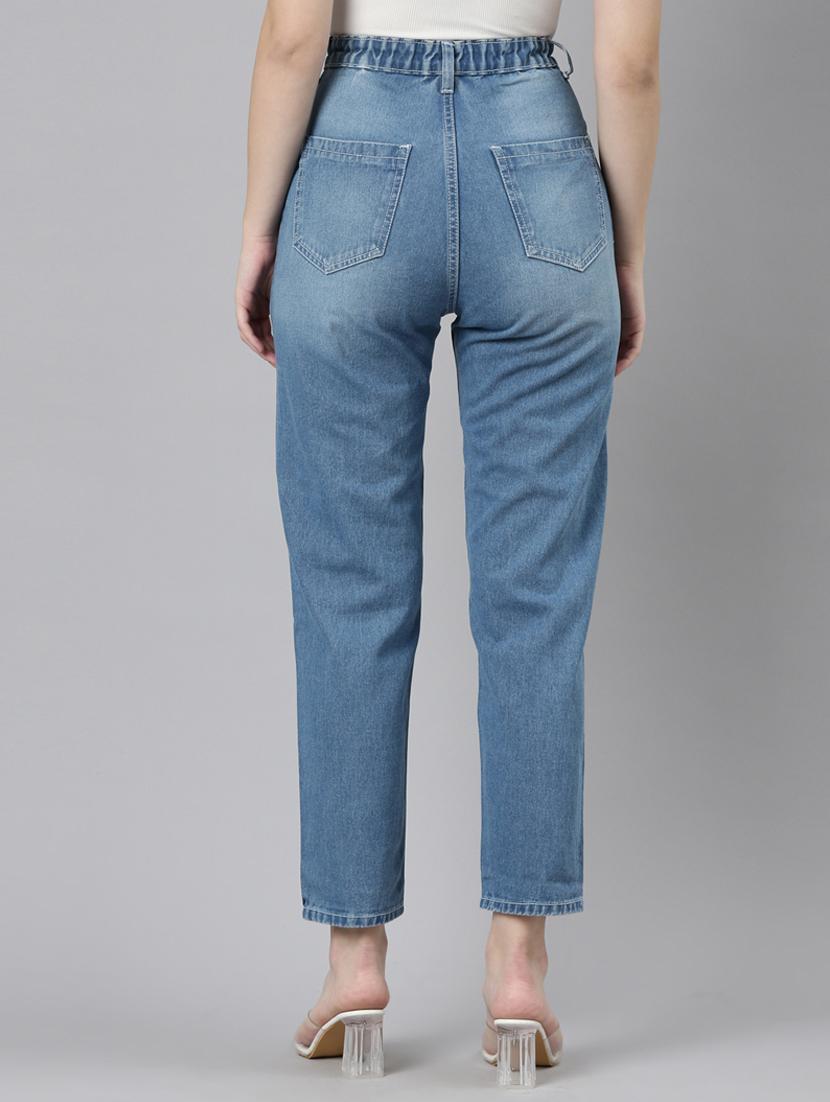 women washed high rise mom fit jean - 22001877 - Standard Image - 4